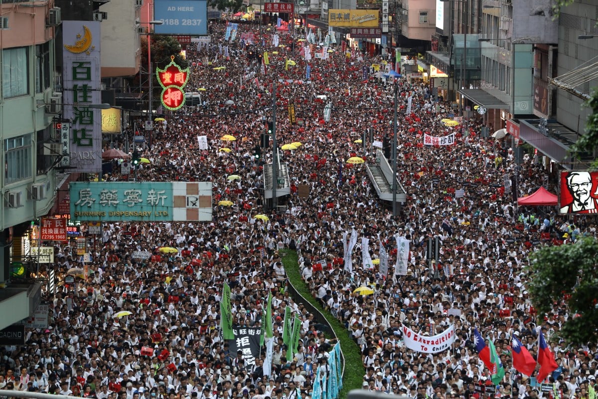 Hundreds of thousands of people marched to Hong Kong government headquarters on June 9 to protest against the extradition bill.