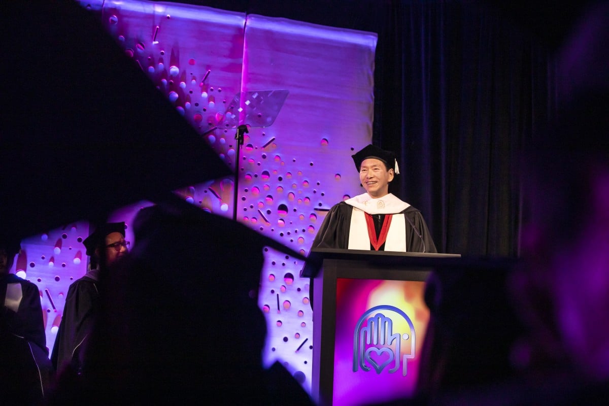 Bernard Charnwut Chan delivers SCAD Hong Kong’s 2019 commencement speech.