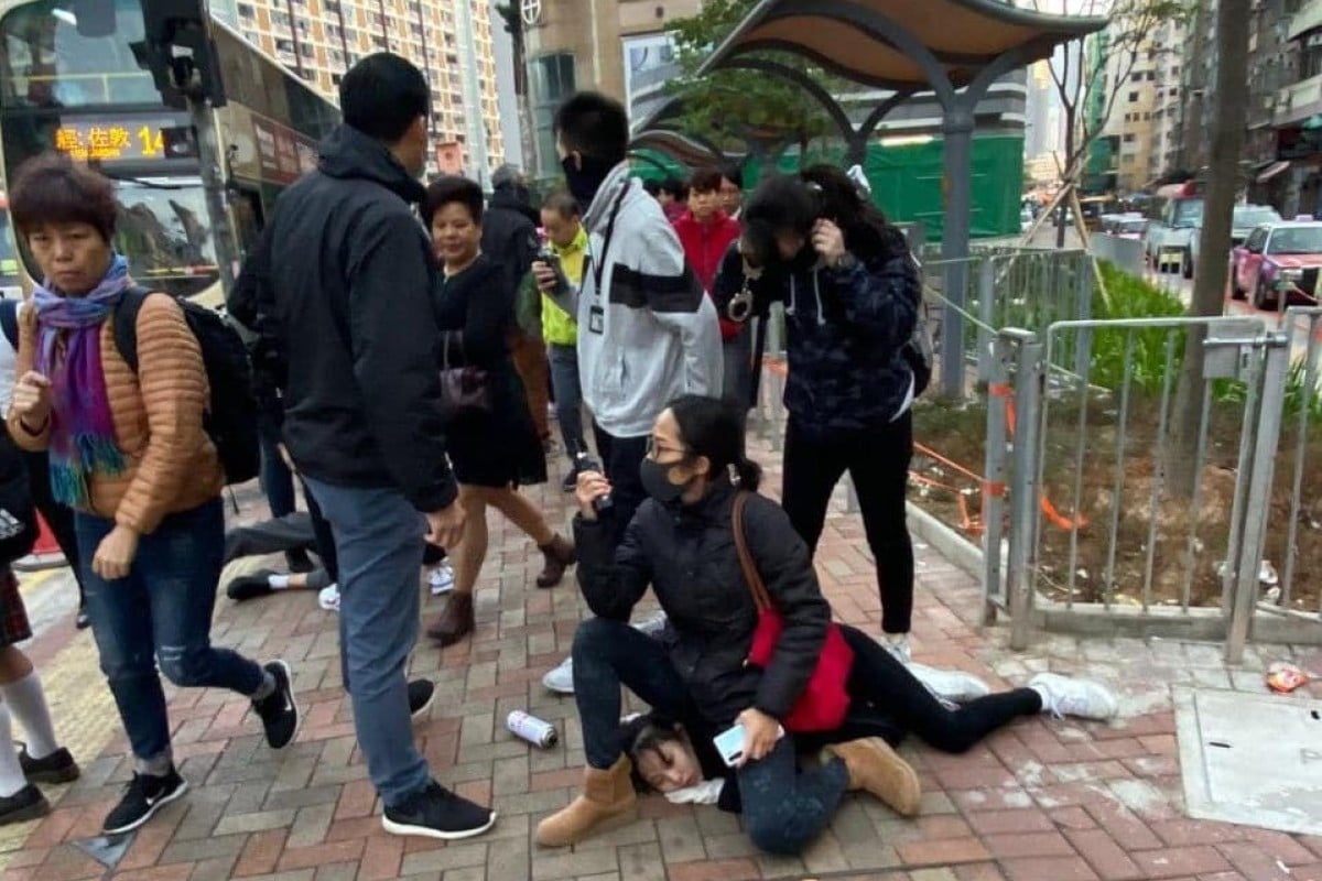 Hong Kong plain-clothes police officers arrested at least three secondary school students in To Kwa Wan.