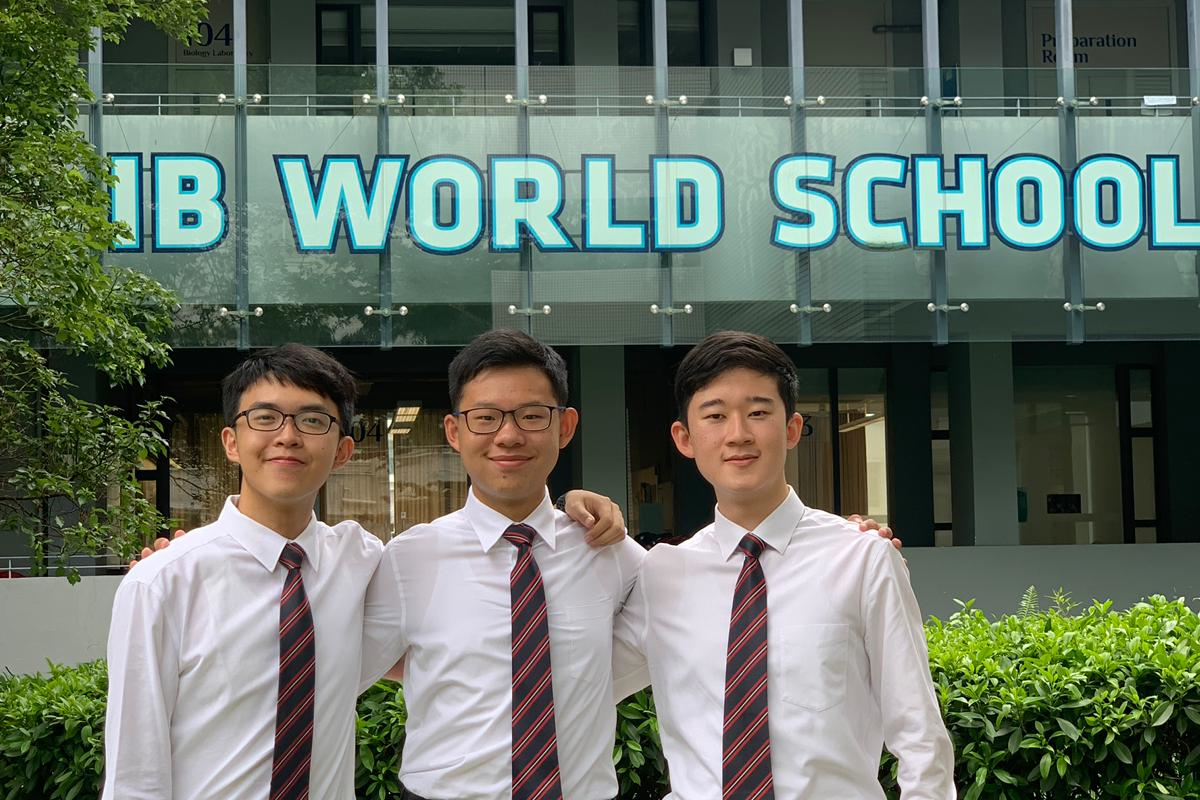 DBS top-scorers (from left) Geshi, Lucas and Allan are all going into medicine or other sciences related to health..