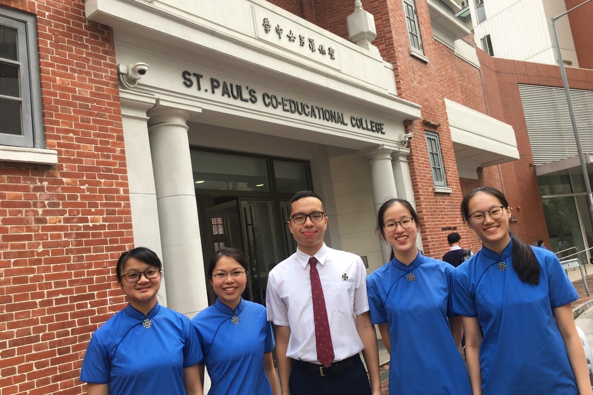From left: Yannie Choi, Sandra Leung, Sebastian Pun, Lauren Chan and Cheng Yee-sum of St Paul's Co-educational College.