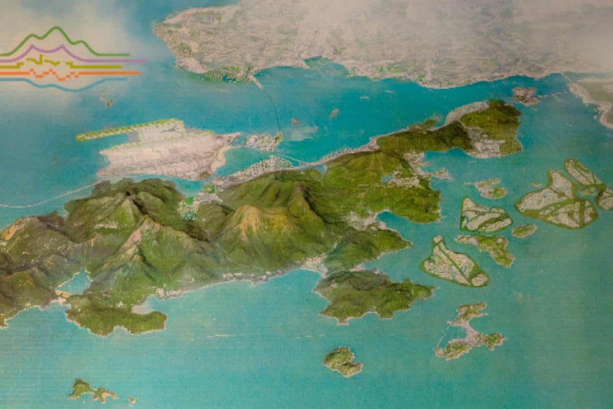 An artist's impression of what Lantau could look like after the reclamation.
