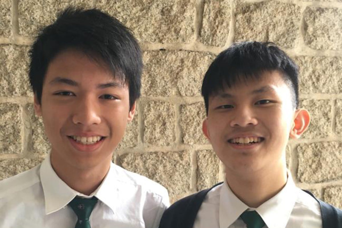 Captains of Wah Yan College debating team Keith Wong (left) and Jason Cheng.