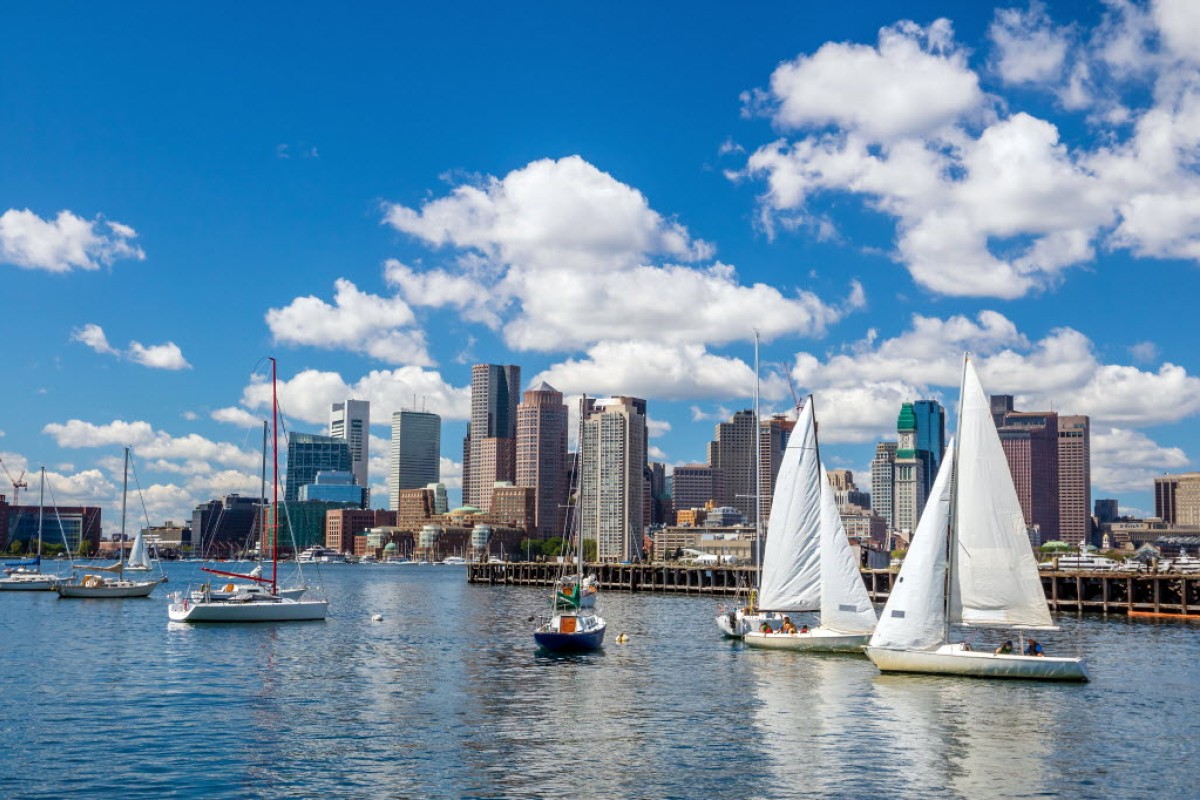 Boston skyline seen from Piers Park.