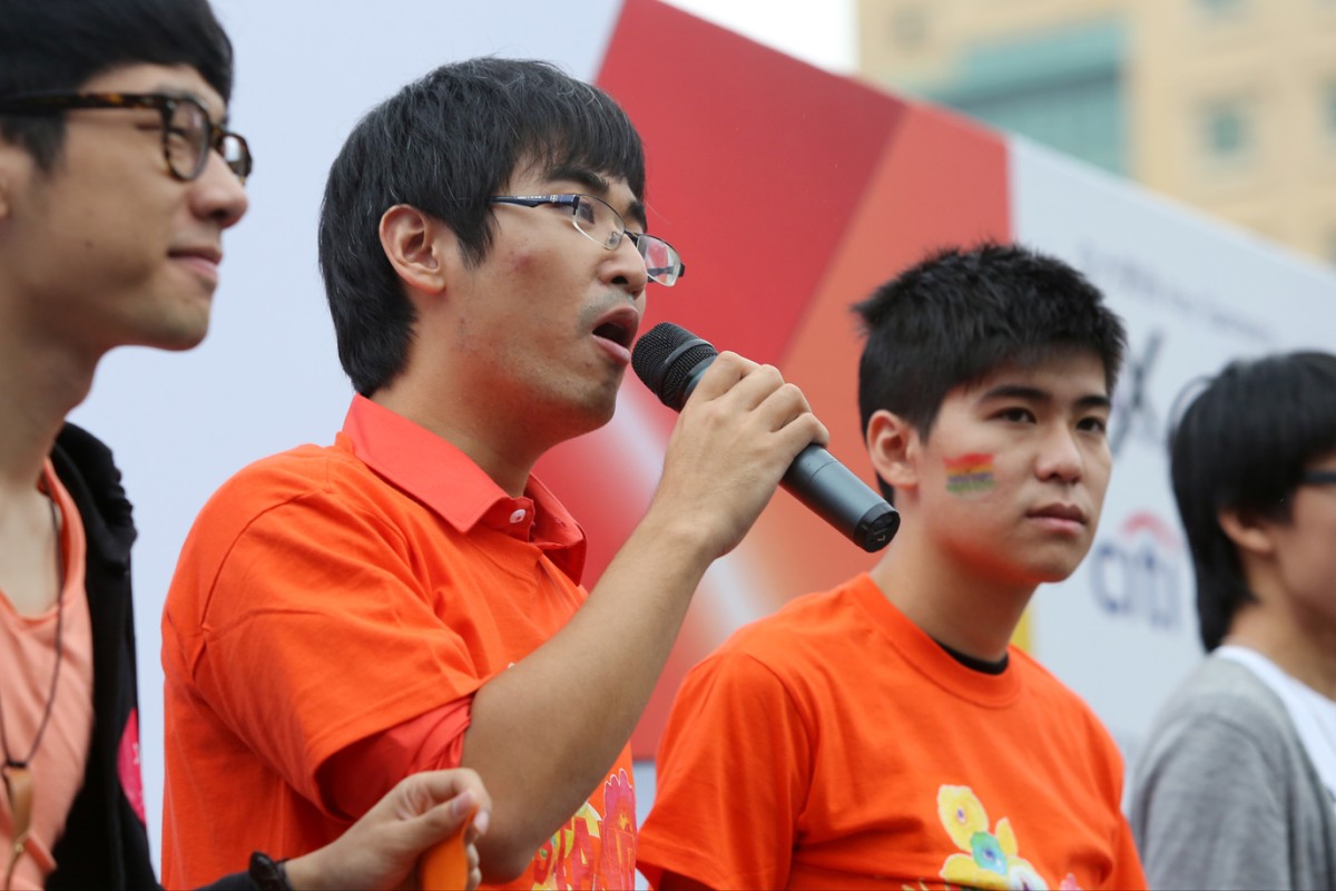 (From left) Hong Kong Federation of Students' Council member Nathan Law, Secretary-general Alex Chow and Deputy Secretary-general Lester Shum