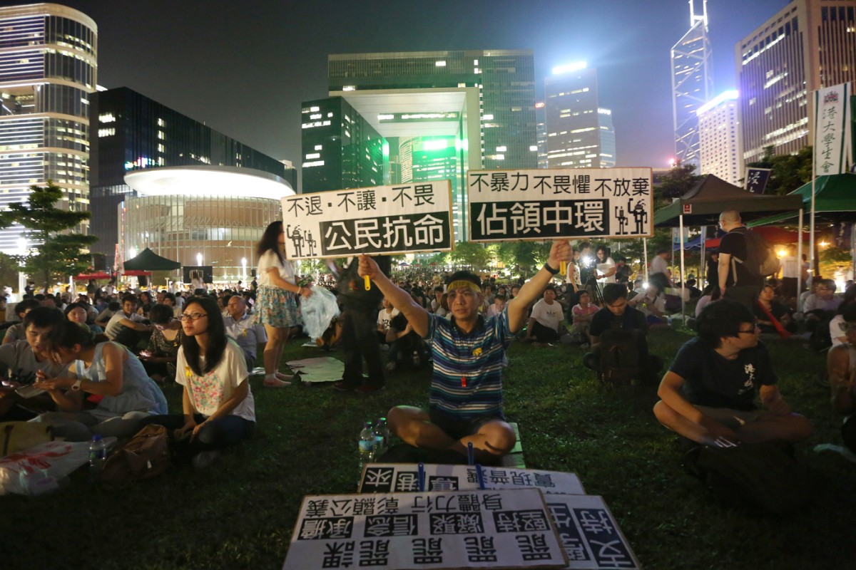 Students protesting at Tamar Park on Thursday night.