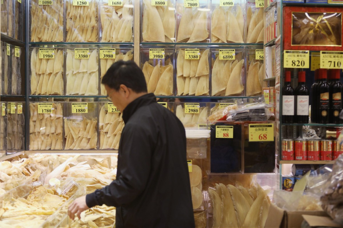 Although shark finning is banned, it is still sold in Hong Kong.