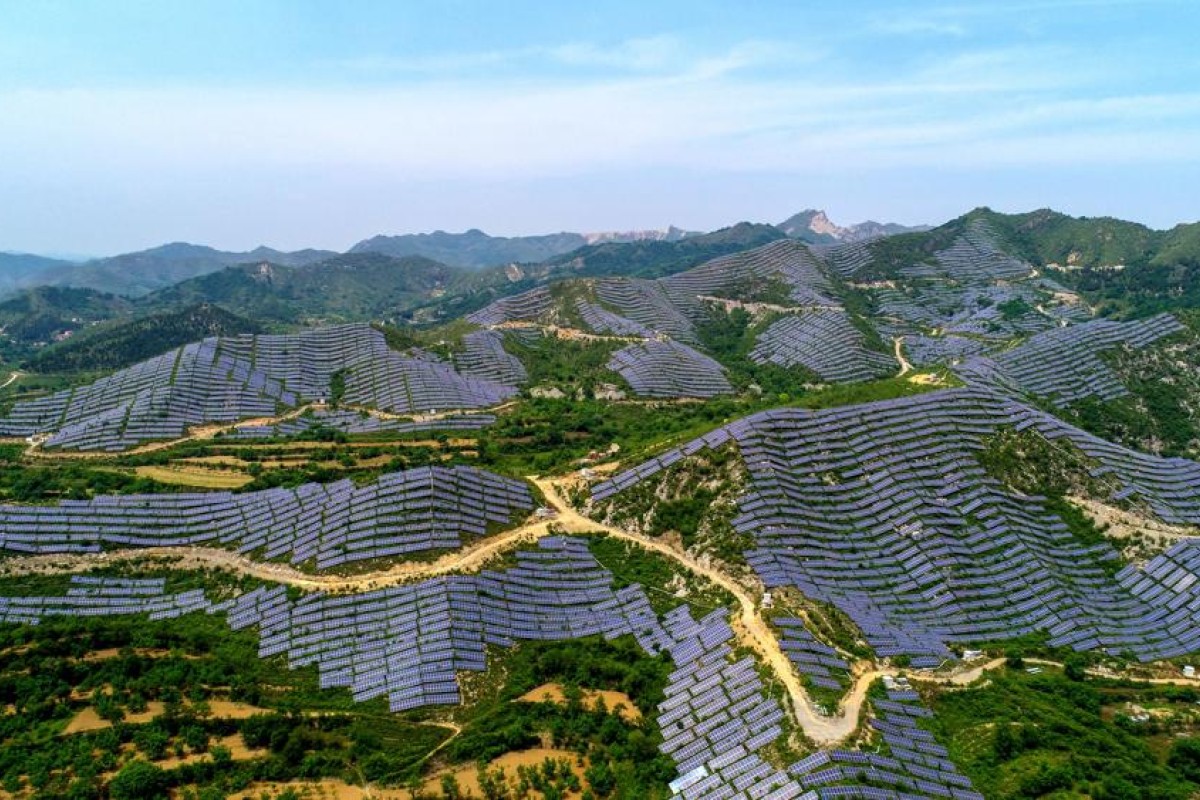 China has some of the world’s largest solar farms, including this one in Zhaoyu Village of Handan City, in Hebei province.