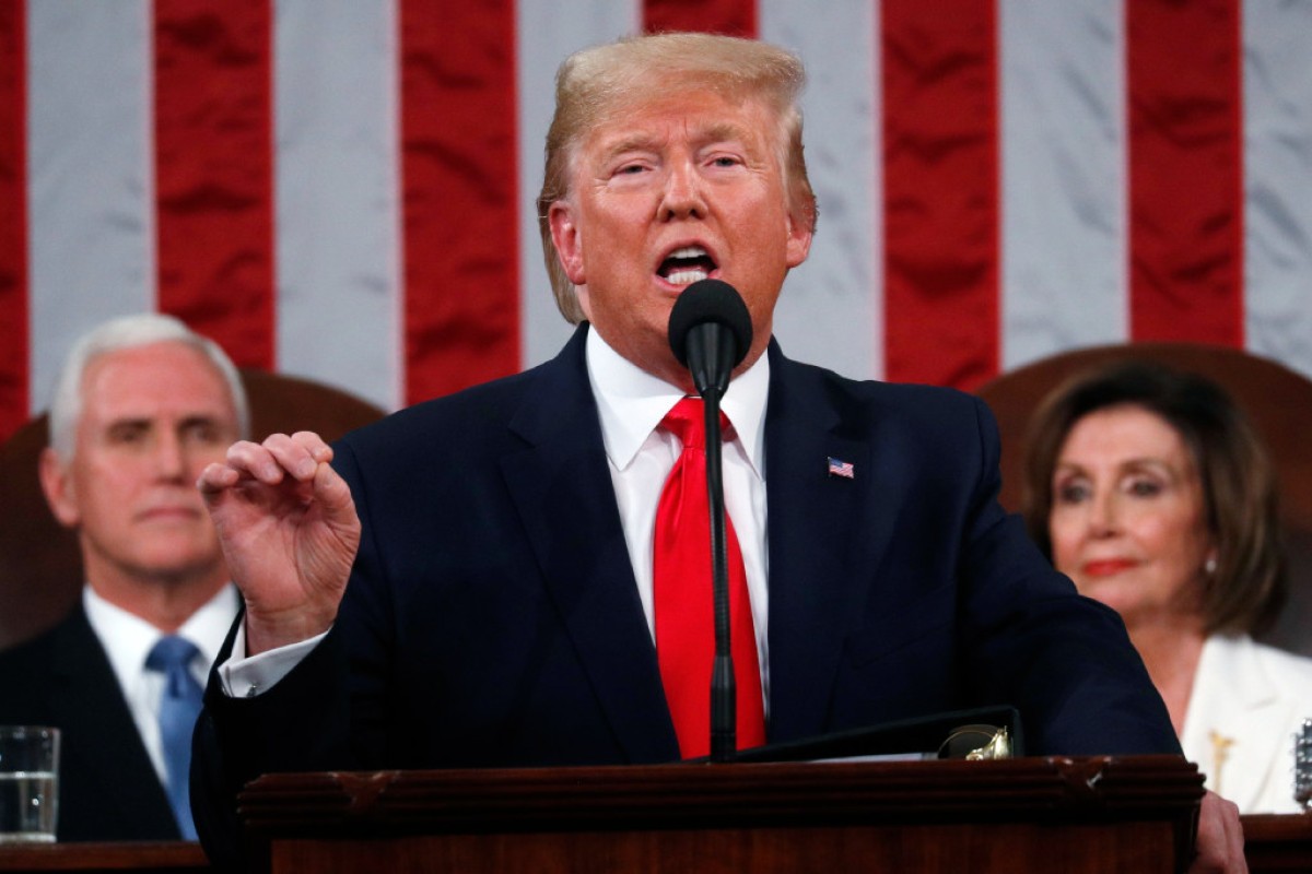 President Donald Trump delivers his State of the Union address to a joint session of Congress in the House Chamber on Capitol Hill in Washington, Tuesday, Feb. 4.