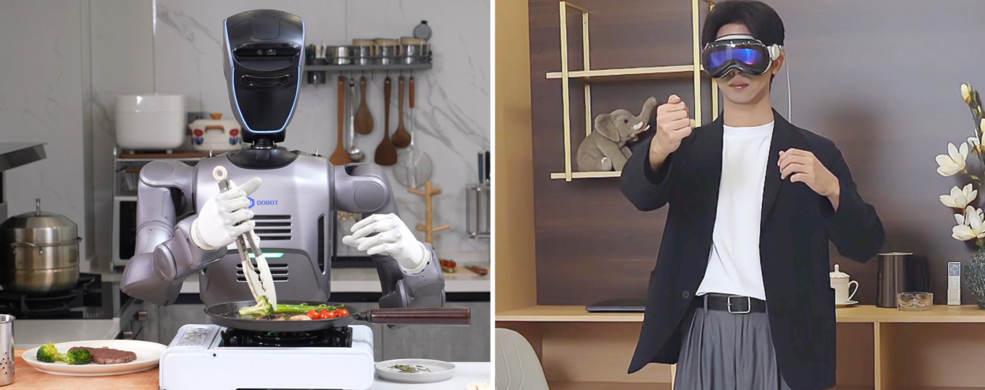 ShocKING (Lotus) human robot パンデッド Chinese robot maker Dobot's humanoid cooks steak from 1,800