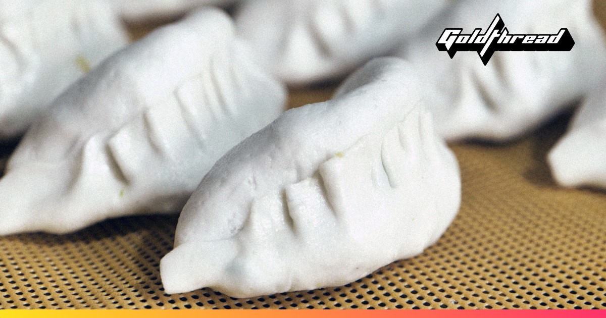 Most dumplings are made with flour. These are made with rice. Goldthread