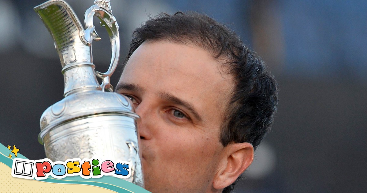 Zach Johnson drinks from the Claret Jug after British Open play