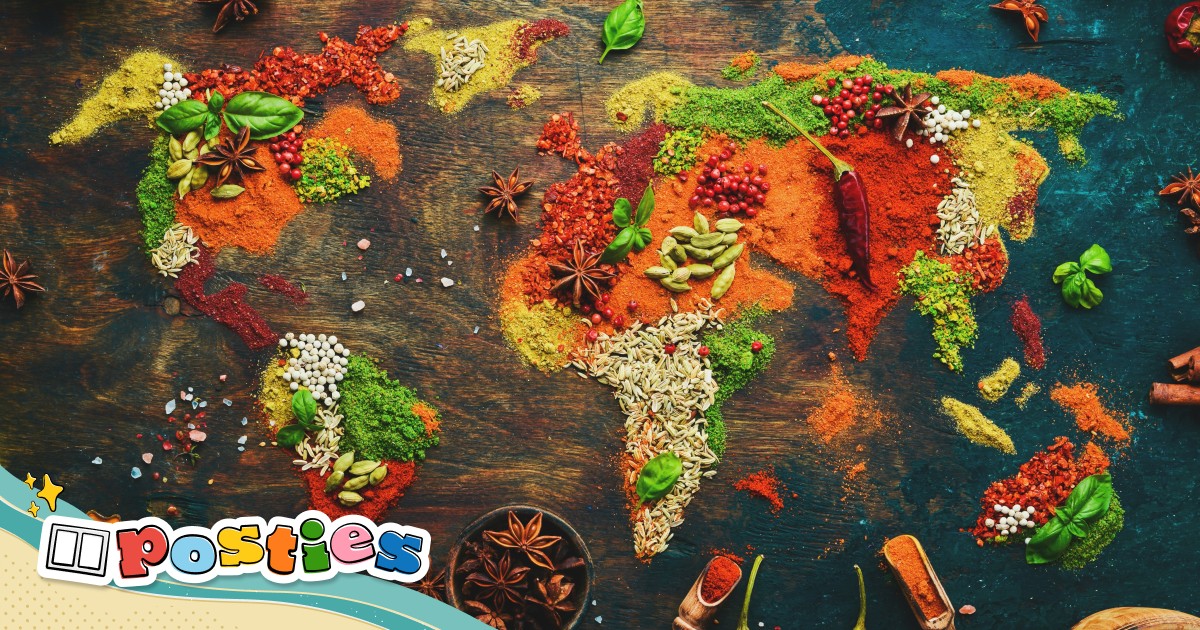 Let’s learn about food from around the world, from falafel to lasagne