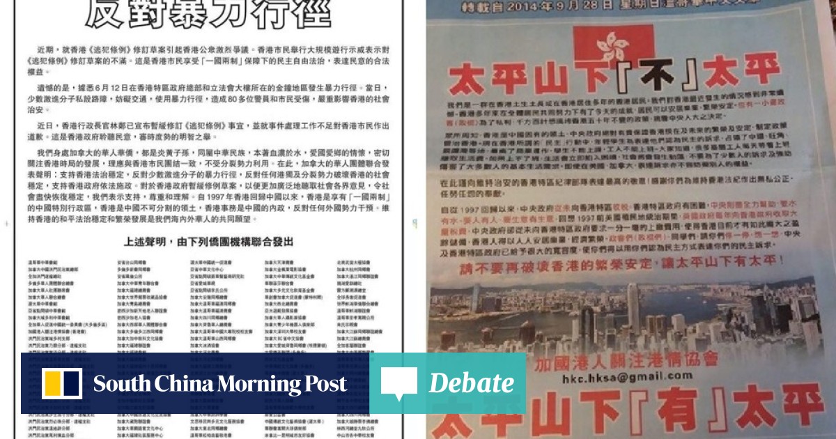 Canadian Ads Blasted Hong Kong Radicals Invoking Blood Loyalty To China Was Beijing S United Front Involved South China Morning Post