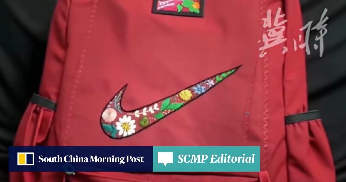 cheap nike backpacks from china Chinese mother embroiders floral Nike logo on son's school bag; brand sends  gift