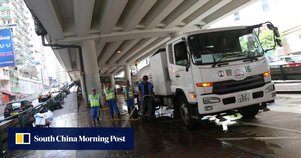 Cleaners spruce up Hong Kong streets before health minister Ko appears for cleanup drive