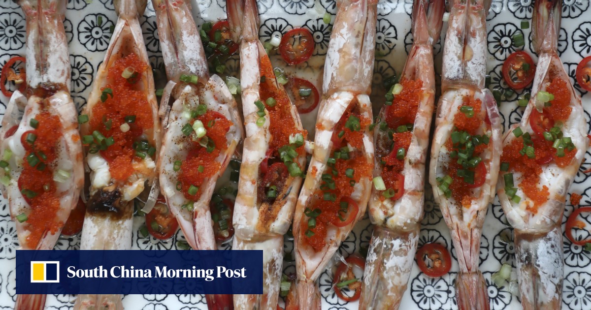 How to make steamed shrimp with roe and tobiko caviar and yes, you