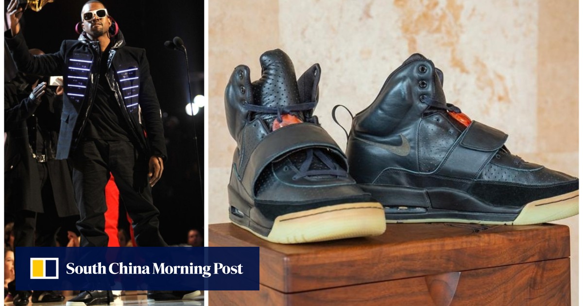Kanye West s first pair of Yeezy sneakers are in Hong Kong and are expected to sell for over US 1 million at Sotheby s making them the world s most expensive trainers South China