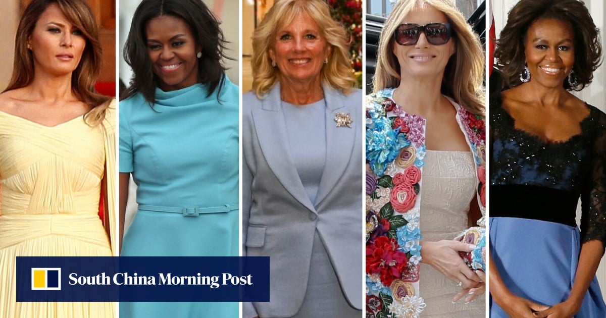 20 most expensive US first lady outfits, from Melania Trump's Gucci coat and Michelle Obama's custom Atelier Versace gown, to Jill Biden's favourite Oscar de la Renta florals | South China Morning Post 20 most expensive US first lady outfits, from Melania Trump's Gucci coat and Michelle Obama's custom Atelier Versace gown, to Jill Biden's favourite Oscar de la Renta florals | South China Morning Post