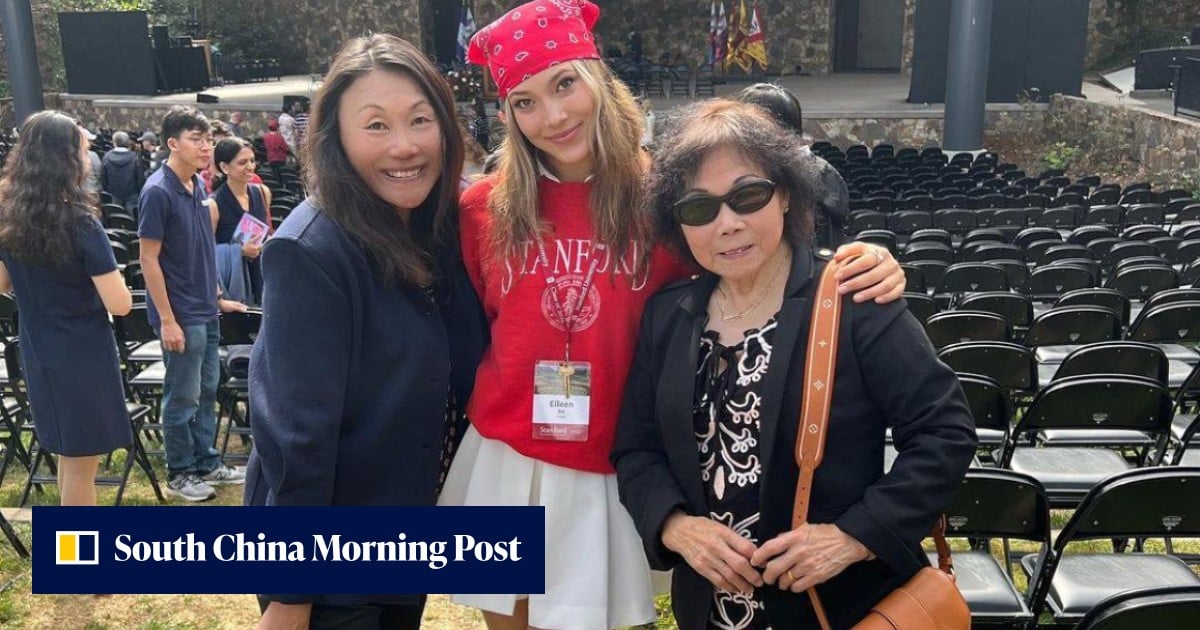 Casey Gu Eileen Gu celebrates her first day at Stanford University in California ...