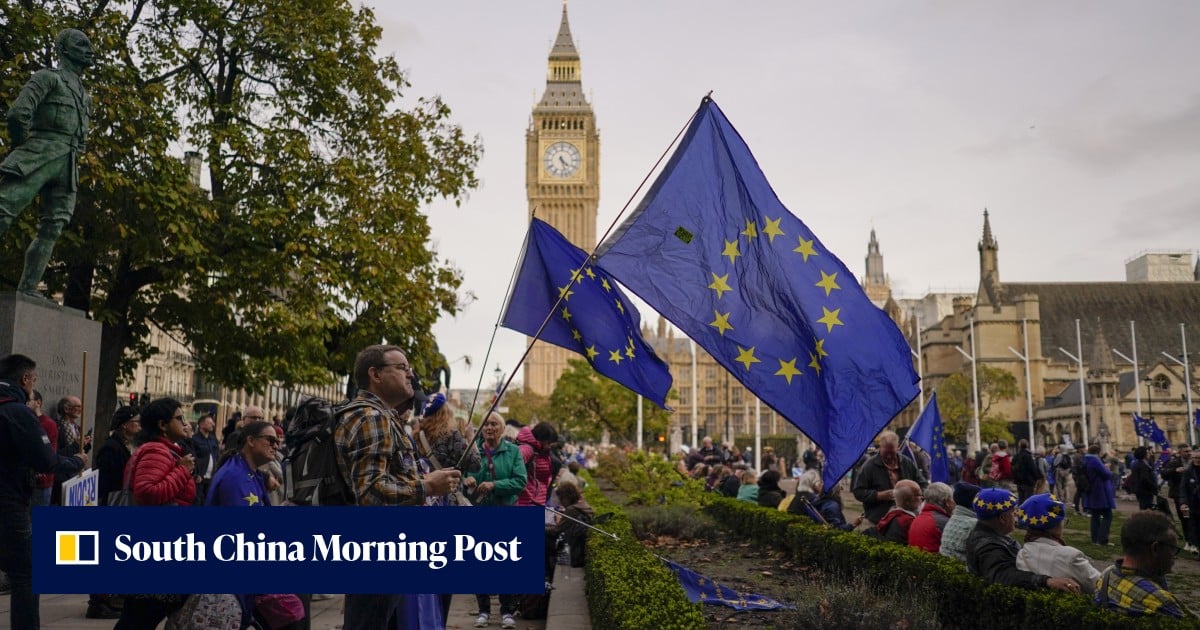 European Union Rally Thousands of protesters in London call for Britain to rejoin European ...
