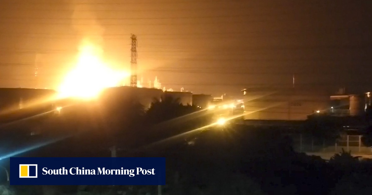 Fire rages after explosion at oil refinery in southern Taiwan South