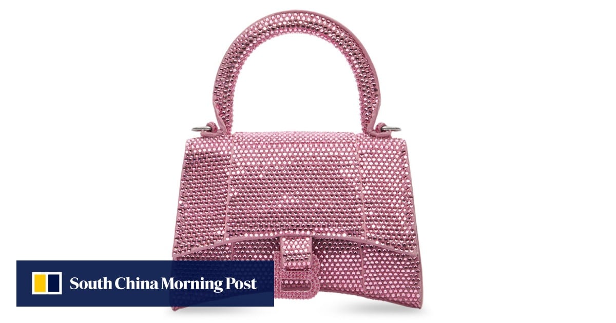 Balenciaga pink 2025 crystal bag hourglass