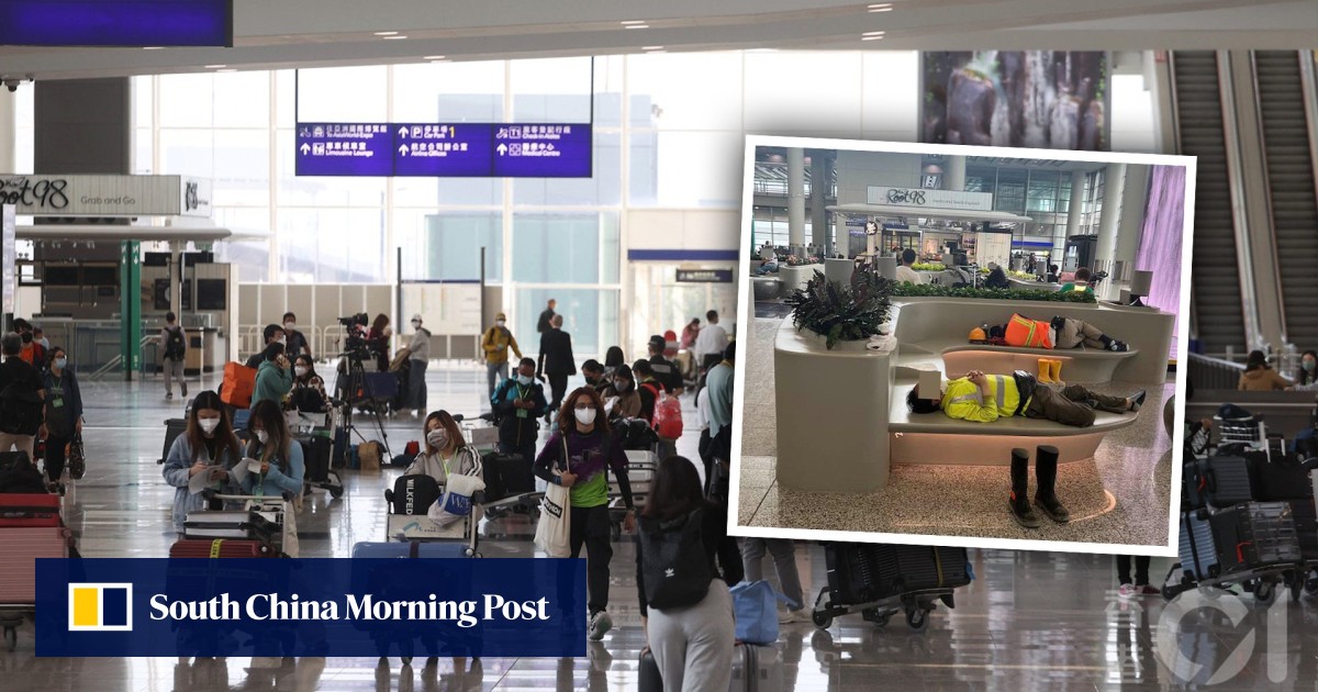 ‘Will this scare Western visitors?’: online post by Hong Kong man which mocks napping construction workers inside city airport terminal draws public backlash