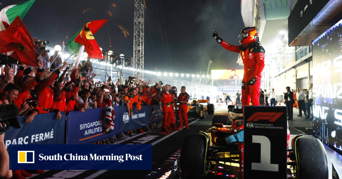 Ferrari’s Sainz wins Singapore Grand Prix to end Red Bull’s perfect run