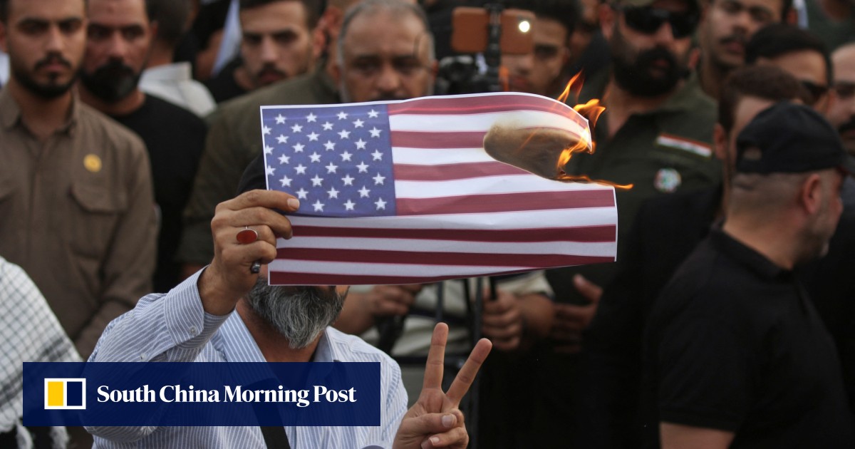Iraqis protest at border and near US embassy calling for an end to Gaza blockade, chanting ‘no to Israel’