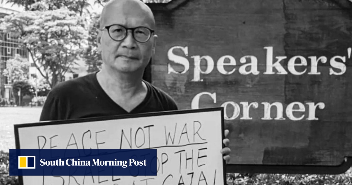 Israel-Gaza war: Singapore activist Gilbert Goh under investigation for holding placard despite protest ban