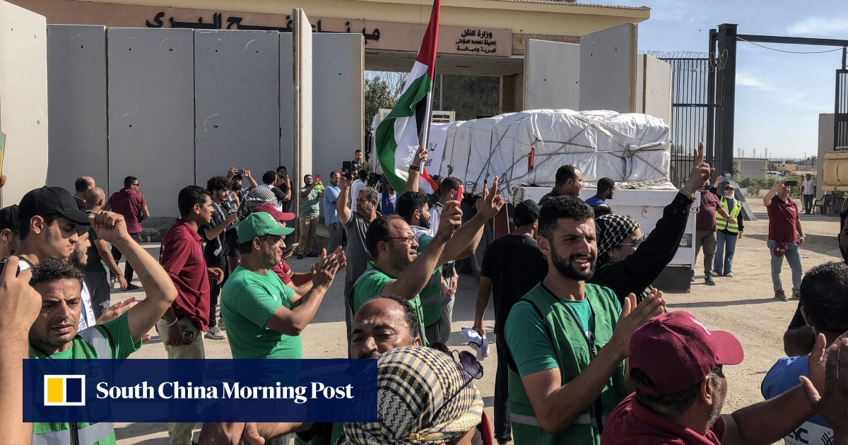 IsraelGaza war aid trucks enter Gaza via Egypt’s Rafah crossing, but