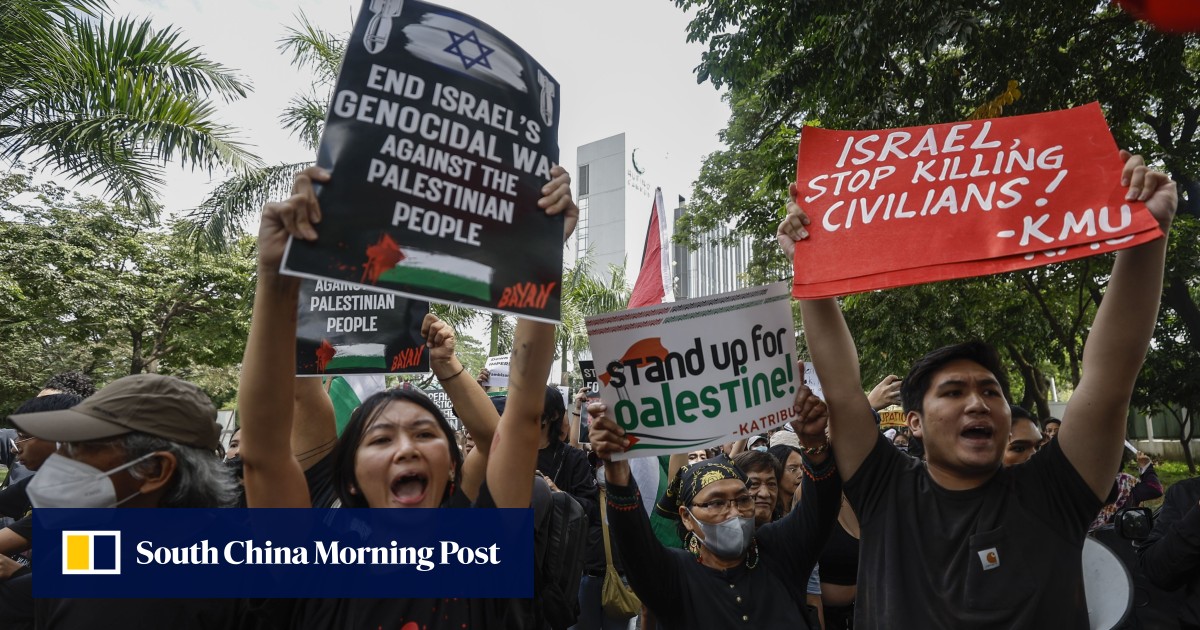 Israel-Gaza war: Philippines’ ‘embarrassing’ abstention from UN resolution sparks protest near Israeli embassy
