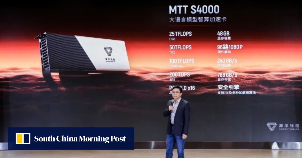 US-sanctioned Chinese chip start-up Moore Threads unveils GPU-based computing centre, AI graphics card