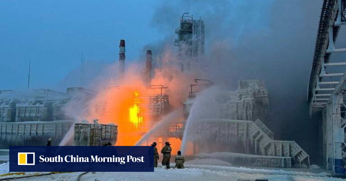 Fire erupts at Russia’s Baltic Sea terminal belonging to nation’s biggest LNG producer Novatek, after explosions heard