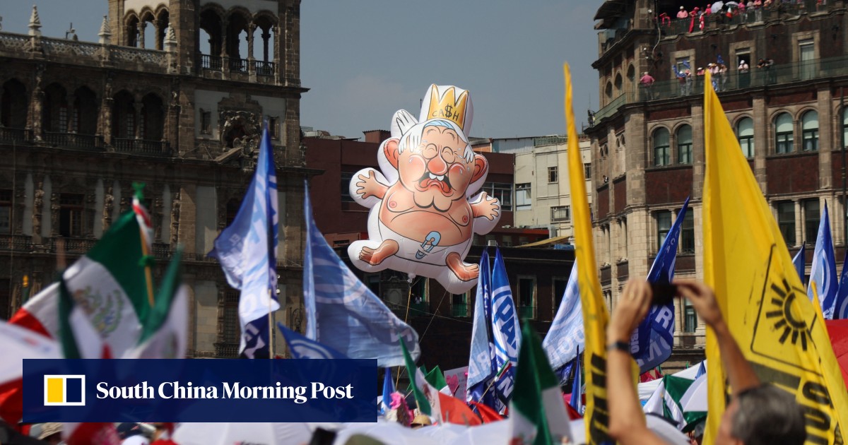Tens of thousands protest against Mexico’s president in capital city’s main square