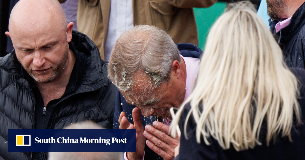 Brexiteer Nigel Farage hit by milkshake as he kicks off UK election campaign