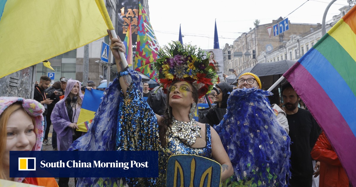 Hundreds gather in Ukraine’s Kyiv for war-shrouded Pride march