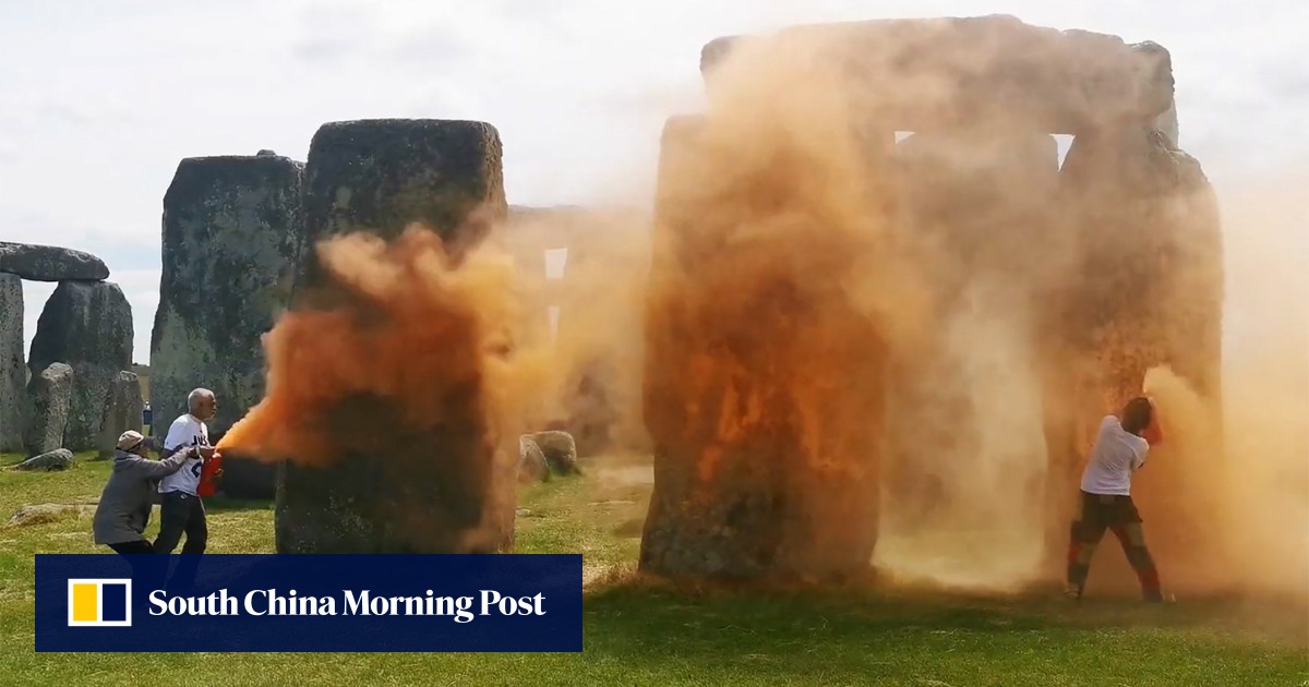 Climate protesters arrested over spraying orange paint on Stonehenge monument
