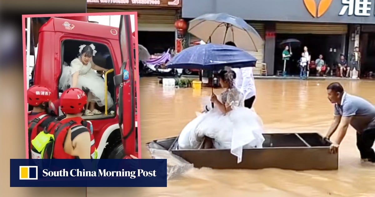 You are currently viewing Unstoppable: Chinese couple plans wedding with boat and fire truck despite floods