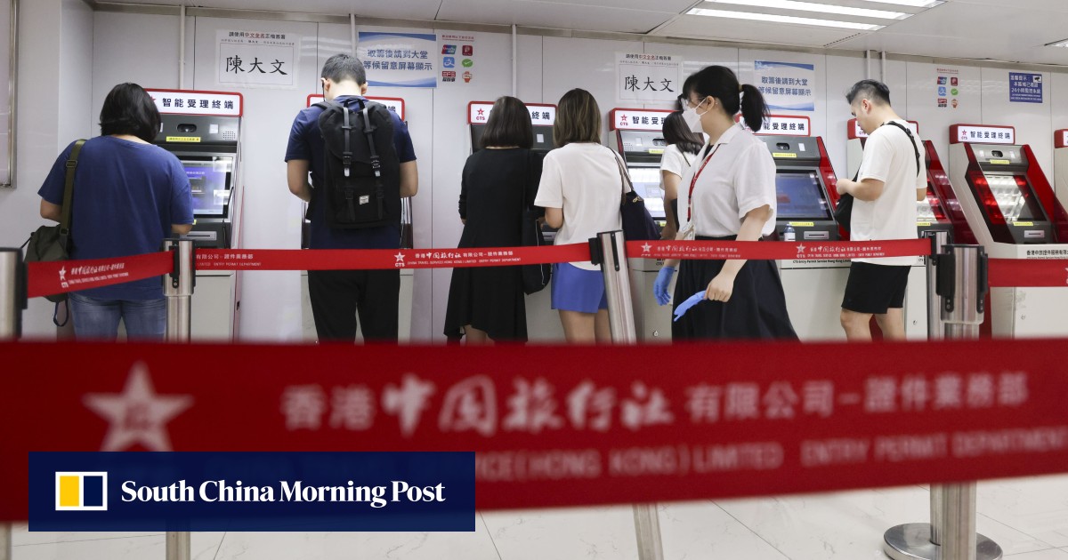 Hong Kong permanent residents book service centres to obtain new travel permits for the mainland
