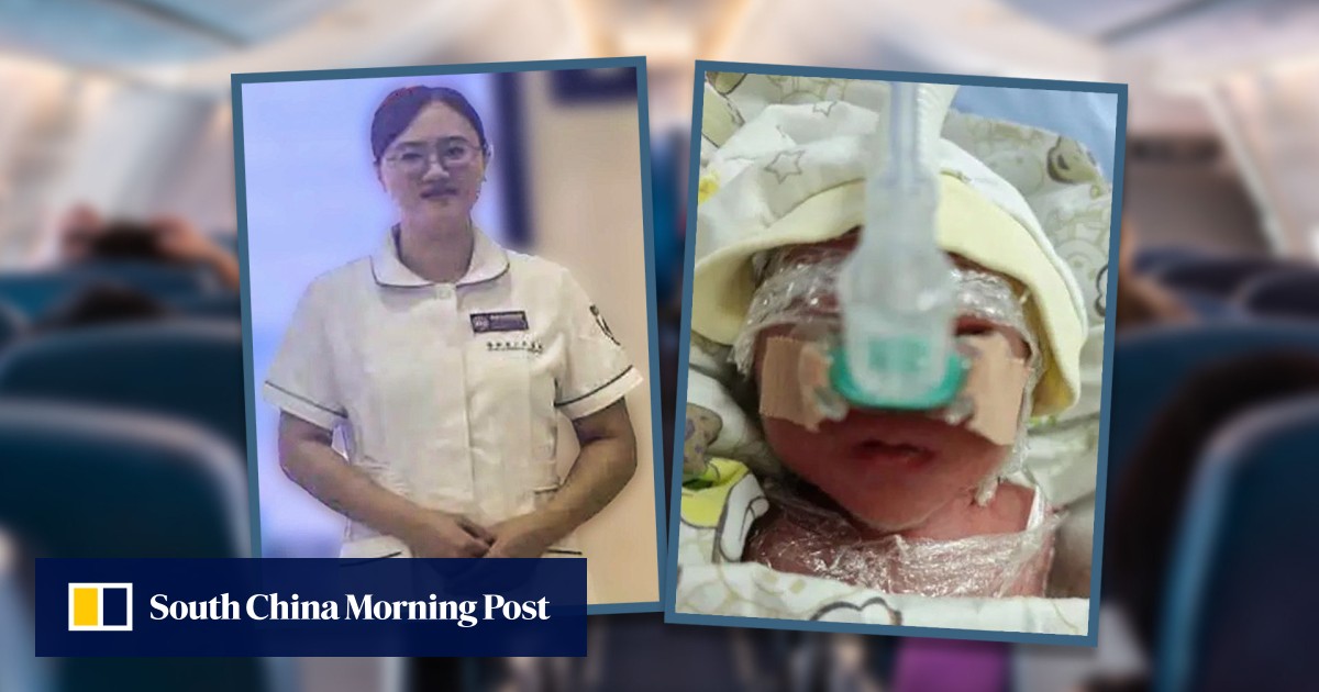 Chinese nurse saves life of 820-gram baby born on toilet during ‘critical risk’ flight