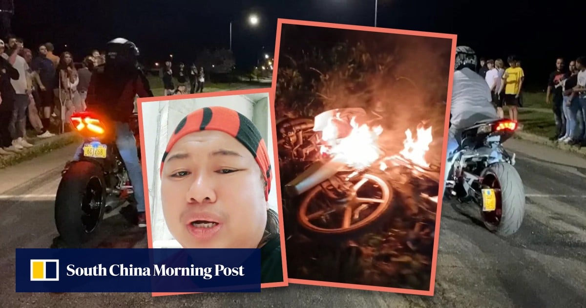 马来西亚父亲因担心儿子深夜比赛安全而放火焚烧他的摩托车 马来西亚父亲因担心儿子深夜比赛安全而放火焚烧他的摩托车