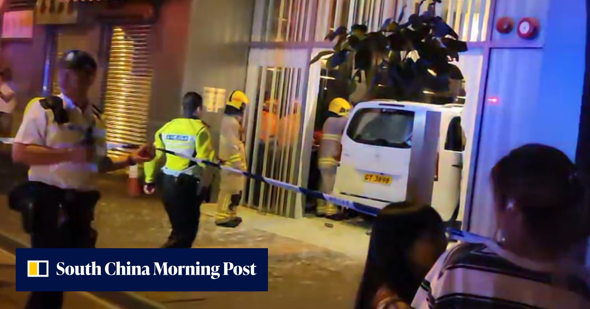 Hong Kong van smashes through windows into lobby of residential ...