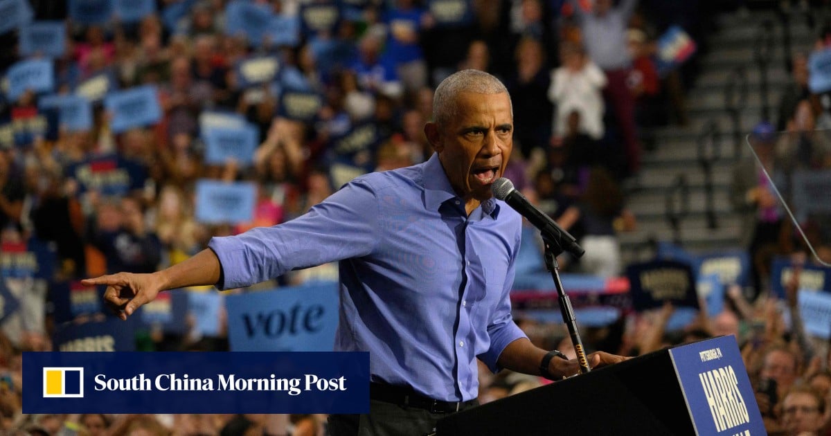 Obama lashes out at ‘crazy’ Trump in first campaign rally for Harris