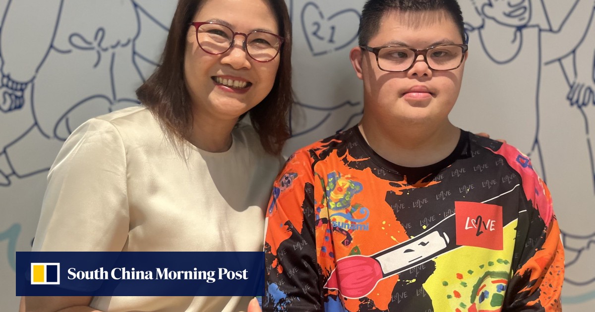 Eric Wong Hok-pan and his mother, Amy Chung, at Hong Kong charity Love 21 Foundation’s headquarters in San Po Kong.