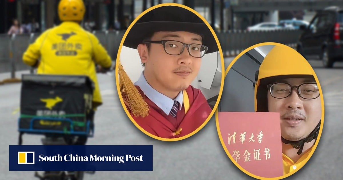 Chinese delivery rider, educated at top universities like Oxford, inspires many