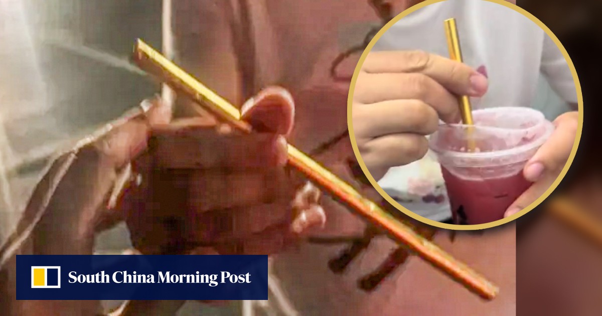 China milk tea lover creates US$14,000 gold straw for favourite drink but drops it while biking