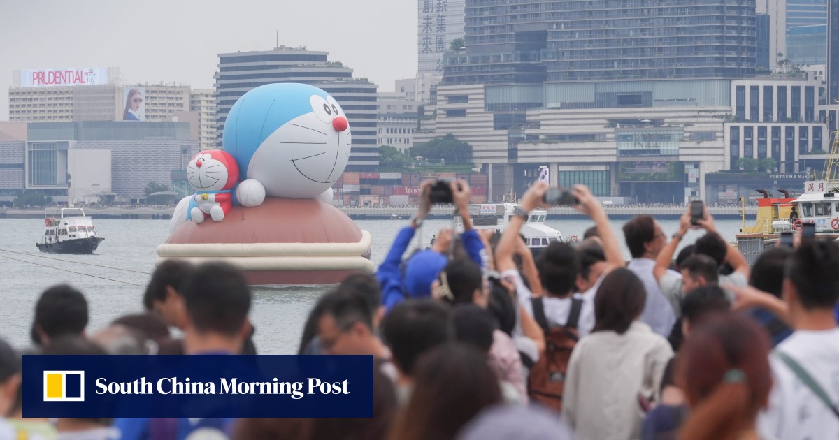 Hundreds flock to Hong Kong’s Water Parade featuring giant Labubu, Doraemon, Elmo