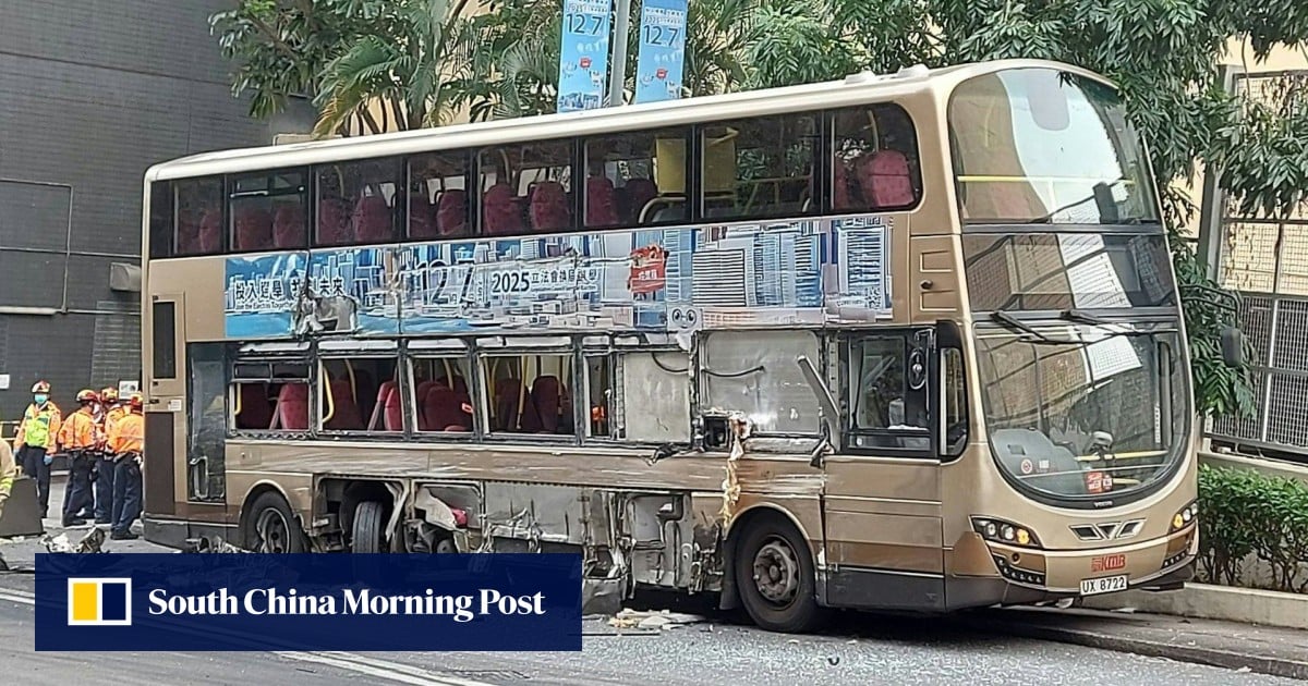 10 hurt in collision between KMB bus, rubbish truck and taxi in Hong Kong